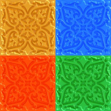 3d beveled seamless golden decoration colorful set clipart