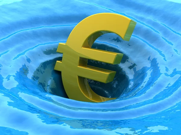 El euro se hunde. Crisis 3d concepto — Foto de Stock