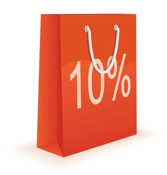 Försäljningskoncept. Shopping väska med procent rabatt tecken — Stock vektor