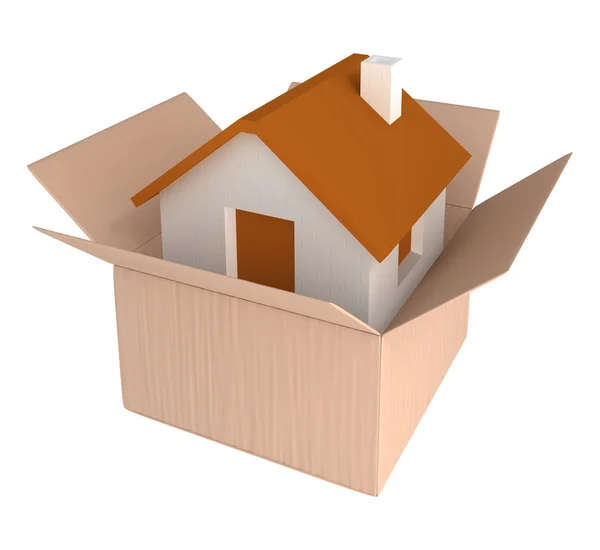 Hus i kartong behållare — Stockfoto