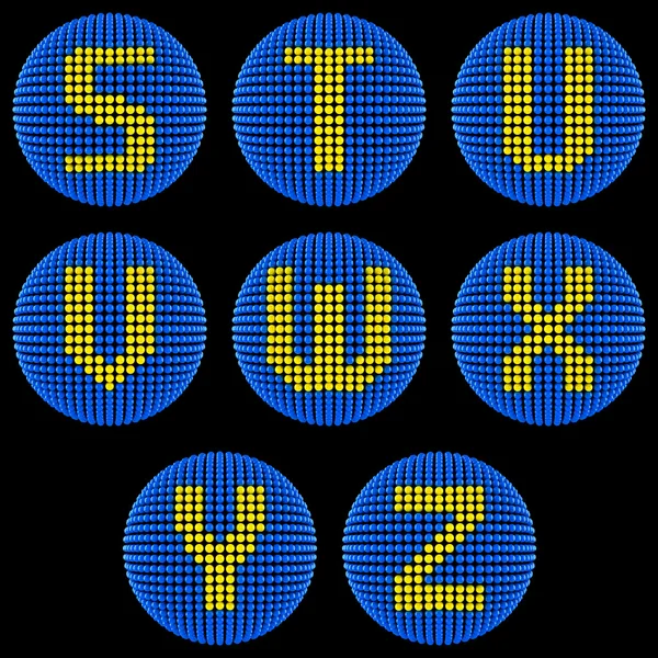 stock image Letters set created from atoms isolated on black