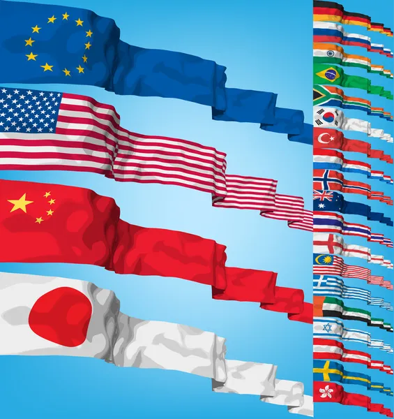 Ensemble de drapeaux du monde — Image vectorielle