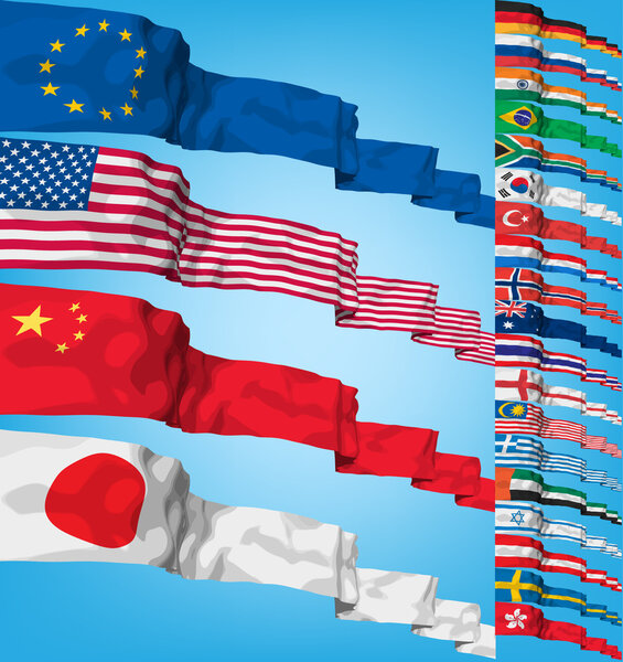 Set of world flags