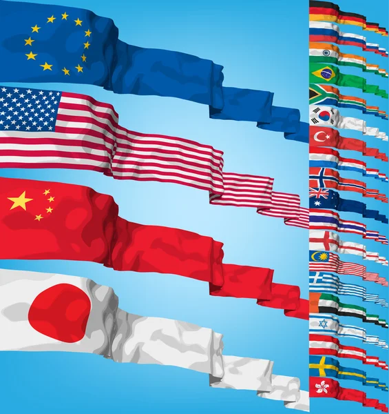 Ensemble de drapeaux du monde — Image vectorielle