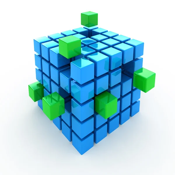Würfel Puzzle 3D-Konzept Hintergrund isoliert auf weiß — Stockfoto