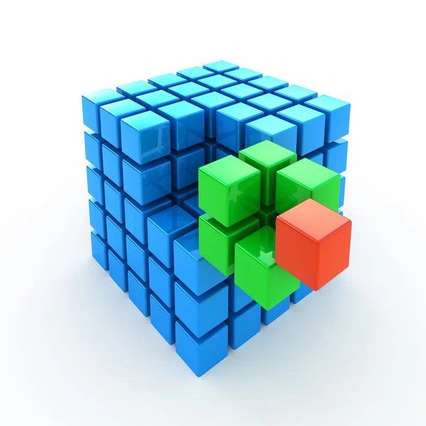 Würfel Puzzle 3D-Konzept Hintergrund isoliert auf weiß — Stockfoto