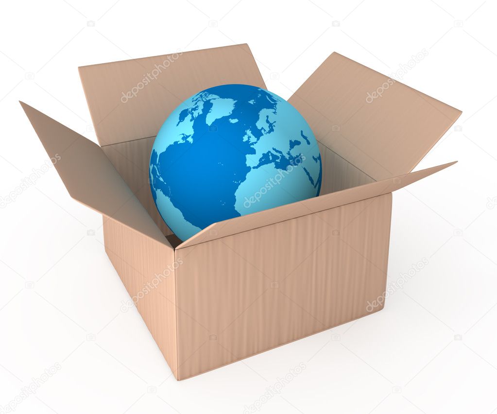 World delivery container 3d concept isolated on white