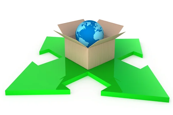 Svět dodávka kontejneru 3d koncepce izolovaných na bílém — Stockfoto