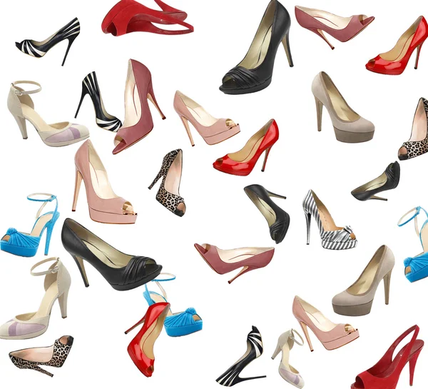 Набір красивих сучасних жіночих туфель Стокова Картинка