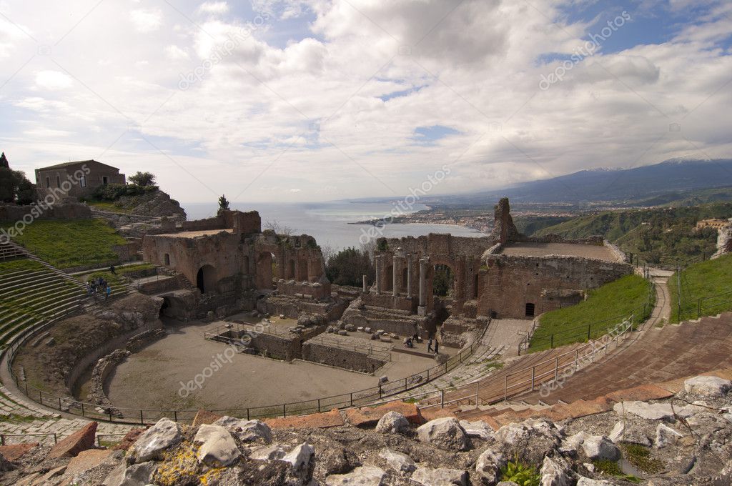 Taormina greek amphitheater in Sicily Italy