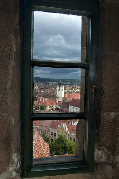 Sibiu a través de ventana — Foto de Stock