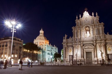 Piazza del Duomo in Catania by night clipart