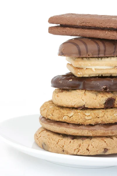 Torre de diferentes tipos de biscoitos — Fotografia de Stock