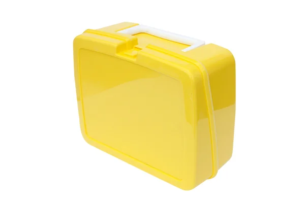 Gele plastic lunchbox — Stockfoto