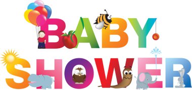 The words baby shower clipart