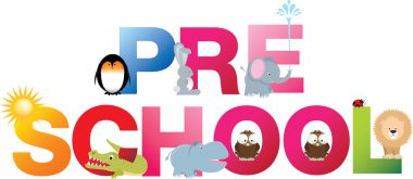 Pre school word in fun letters clipart