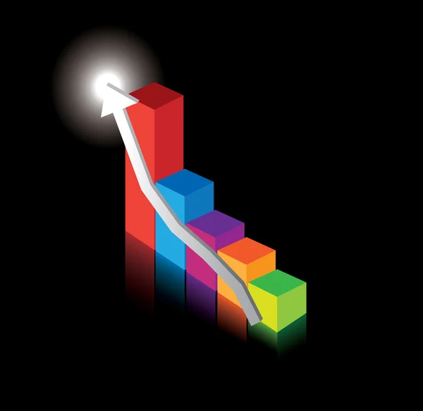 Gráfico de rendimiento empresarial en negro — Vector de stock