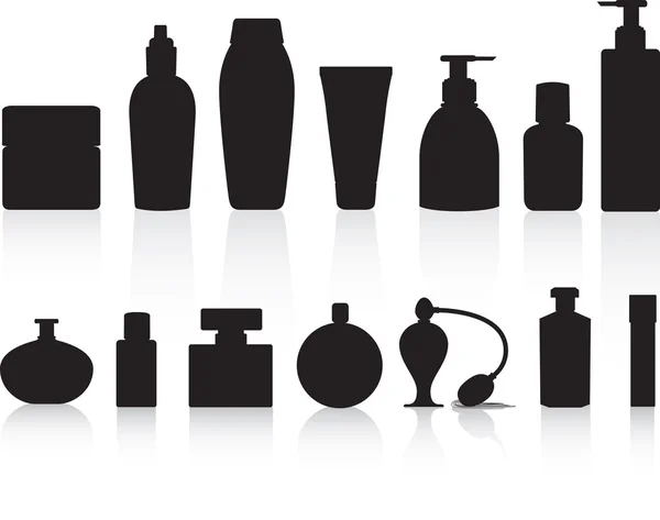 Auswahl der Silhouetten von Parfüm- oder Lotionflaschen — Stockvektor