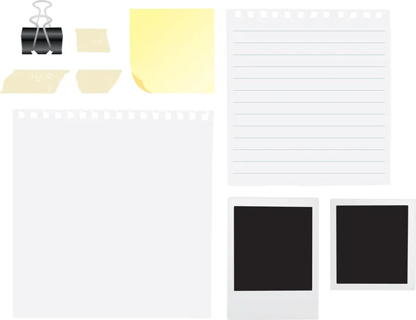 Notas y elementos de papel — Archivo Imágenes Vectoriales