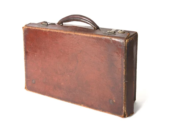 Oude vintage bruin gehavende koffer — Stockfoto