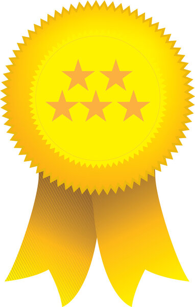 Yellow 5 star ribbon seal