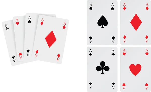 Set van azen speelkaarten — Stockvector