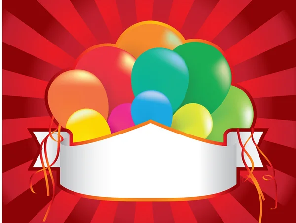 Fundo festa balão com streamers — Vetor de Stock