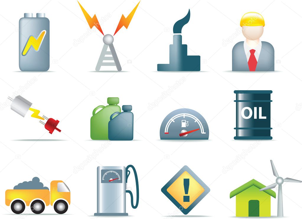 set of power and energy icons