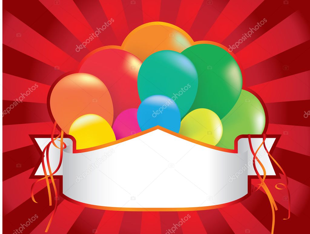 balloon party background with streamers