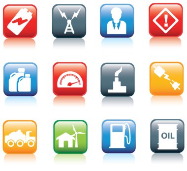 power and energy square buttons clipart