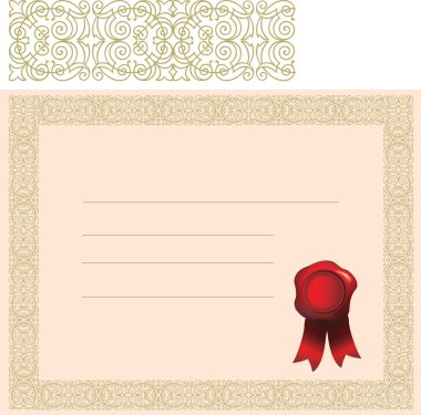 Certificate with elaborate border clipart