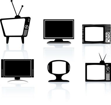 Silhouettes of black televisions