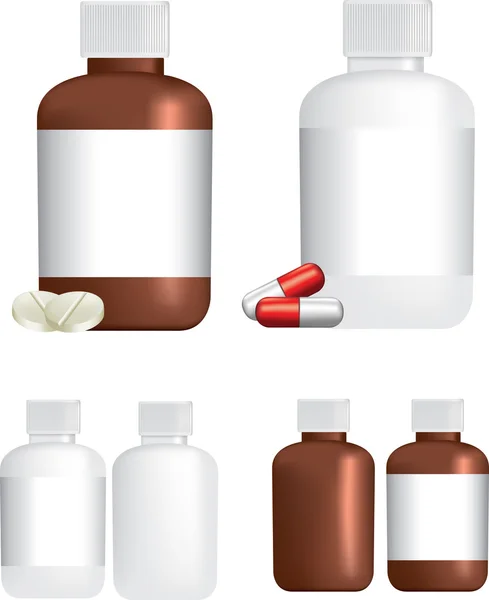 Medicamento frascos pílula — Vetor de Stock
