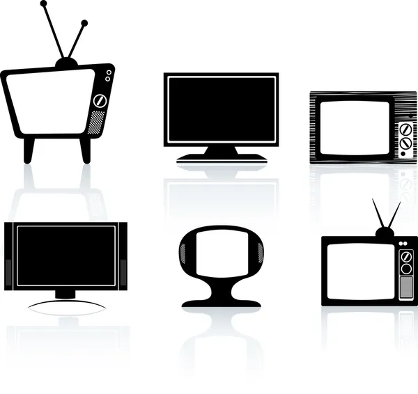 有电视，黑色 silhouettes — 图库矢量图片