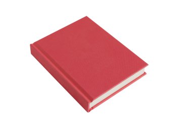 Red hardback book on white background clipart