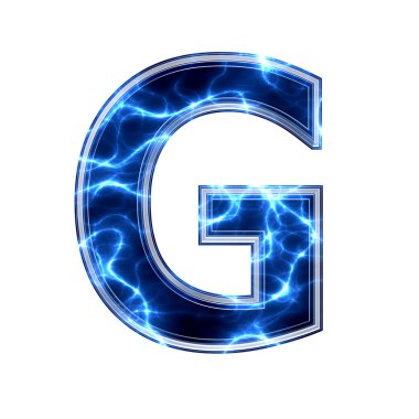 Electric 3d letter on white background - g clipart