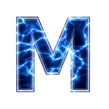 Electric 3d letter on white background - m clipart