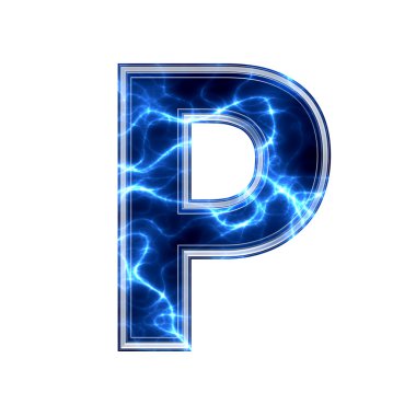 Electric 3d letter on white background - p clipart