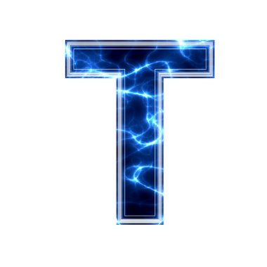Electric 3d letter on white background - t clipart