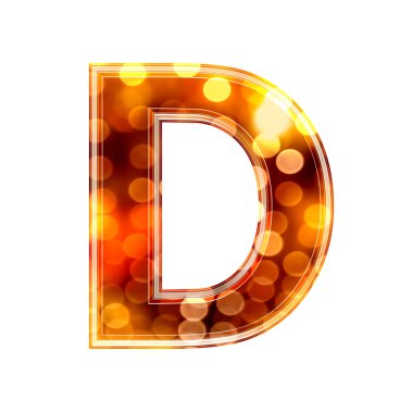 3d letter with glowing lights texture - D clipart