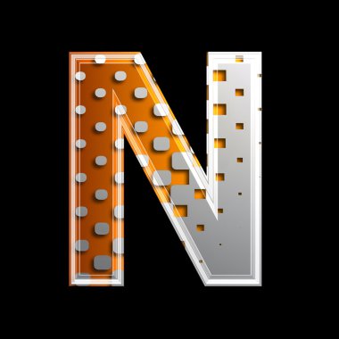 Halftone 3d letter - N clipart