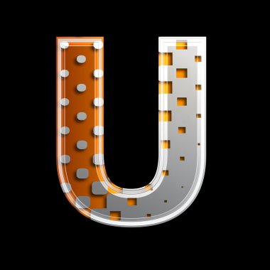 Halftone 3d letter - U clipart