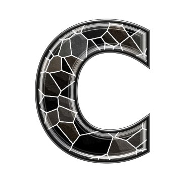 Abstract 3d letter with stone wall texture - C clipart