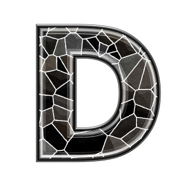 Abstract 3d letter with stone wall texture - D clipart