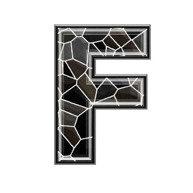 Abstract 3d letter with stone wall texture - F clipart