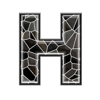 Abstract 3d letter with stone wall texture - H clipart