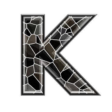 Abstract 3d letter with stone wall texture - K clipart