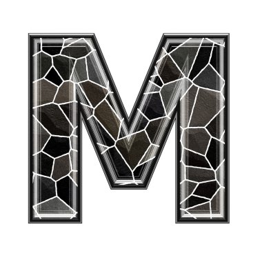 Abstract 3d letter with stone wall texture - M clipart