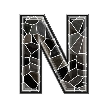 Abstract 3d letter with stone wall texture - N clipart