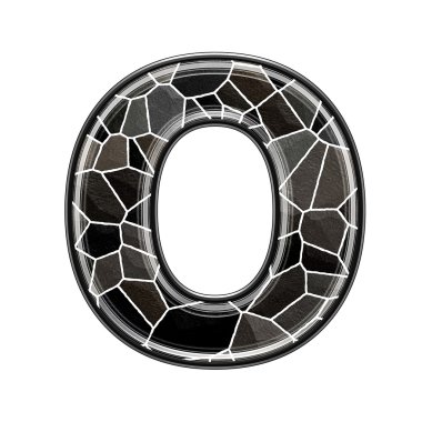 Abstract 3d letter with stone wall texture - O clipart